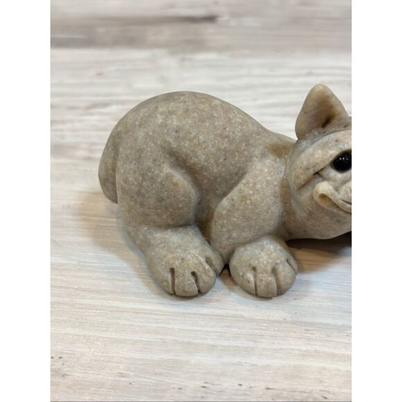 Vintage Quarry Critters Cameron Cat Figurine Second Nature Design Stone Laying - Picture 3 of 11